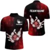 Red Bowling Team Shirts For Men And Women, Bowling Ball Pattern Bowlers Outfits, Custom Bowling Team Jersey Shirt