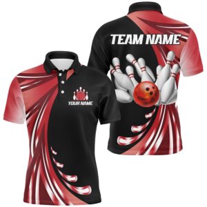 Red Bowling Team Polo Shirt For Men&hellip;