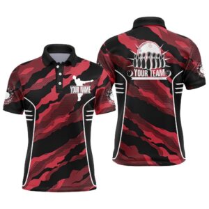 Red Camo Bowling Polo Shirt For Men&hellip;
