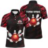 Red Camo Bowling Polo Shirt For Men Custom Bowling Team Shirt Bowling Polo Shirt Short Sleeve, Personalized Bowling Team Shirt