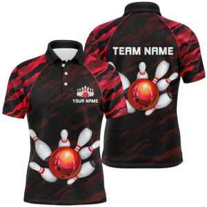Red Camo Bowling Polo Shirts Unisex Bowling&hellip;