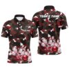 Red Camo Bowling Polo Shirts Unisex Bowling Team Polo Shirt Men Women, Personalized Bowling Team Shirt