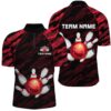 Red Bowling Team Shirts For Men And Women, Bowling Ball Pattern Bowlers Outfits, Custom Bowling Team Jersey Shirt