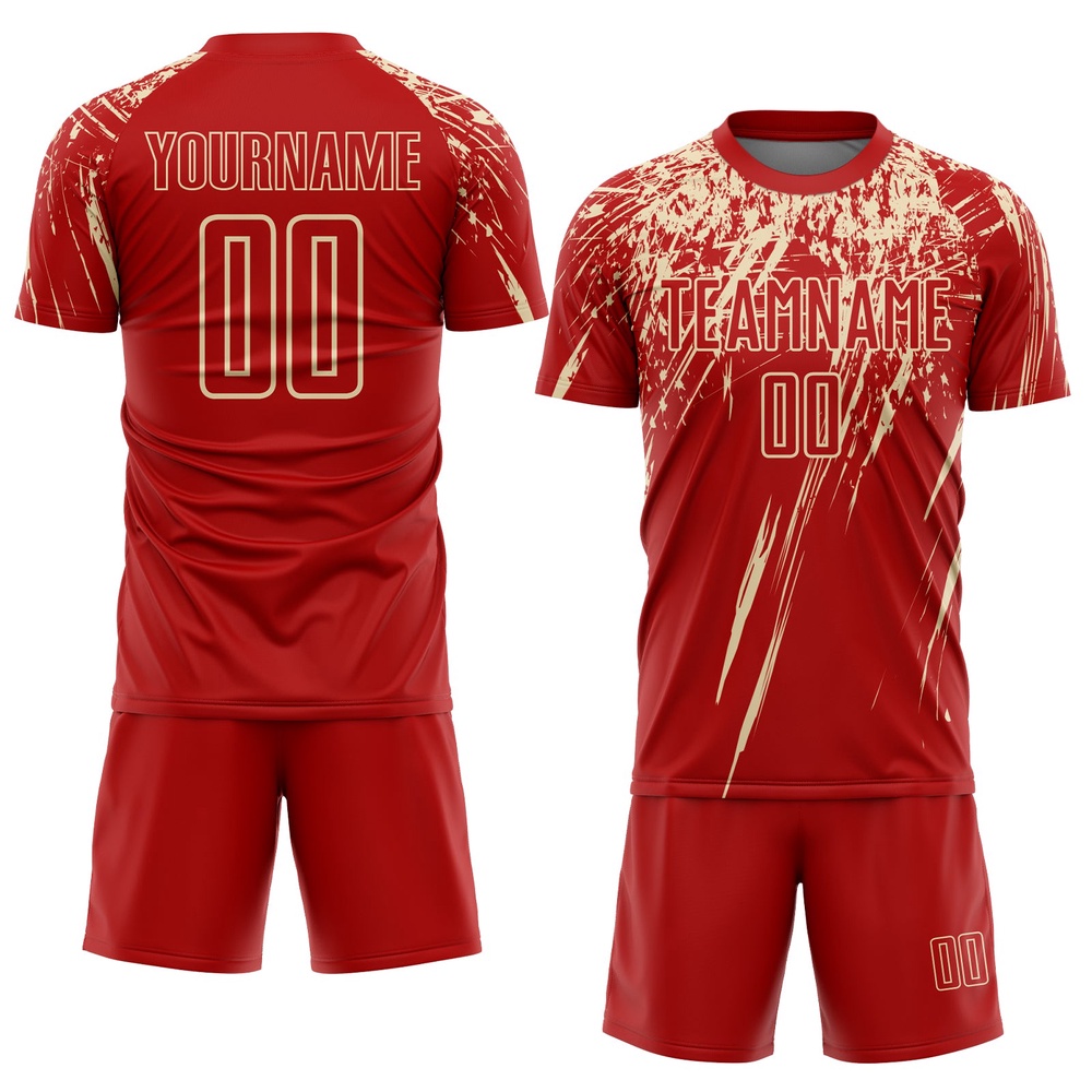 Red City Cream Sublimation Soccer Uniform Jersey, Custom Team Soccer Jersey Shirt