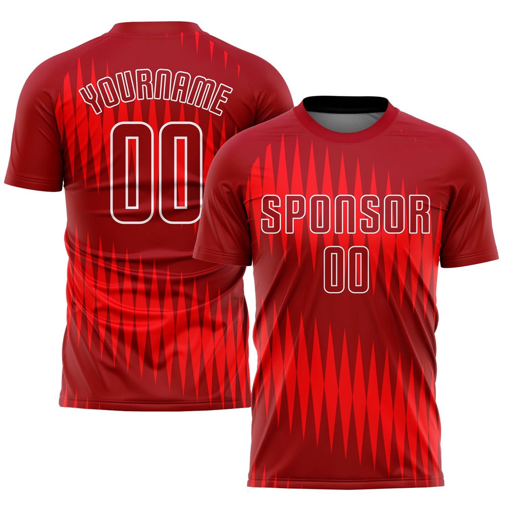 Red Crimson White Sublimation Soccer Uniform Jersey, Custom Team Soccer Jersey Shirt