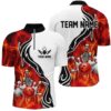 Red Flame Bowling Jersey For Men Bowling Ball, Bowling Team Jersey Bowler Outfits, Custom Bowling Team Jersey Shirt