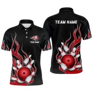 Red Flame Bowling Polo Shirts For Men&hellip;