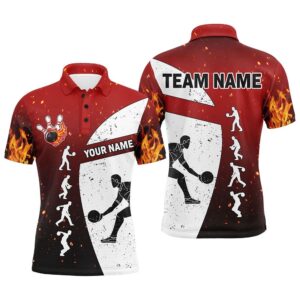 Red Flame Bowling Shirt For Men, Name&hellip;
