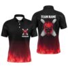 Red Flames Bowling Polo Shirt Men Women Custom Bowling Polo Shirt For Team, Personalized Bowling Team Shirt
