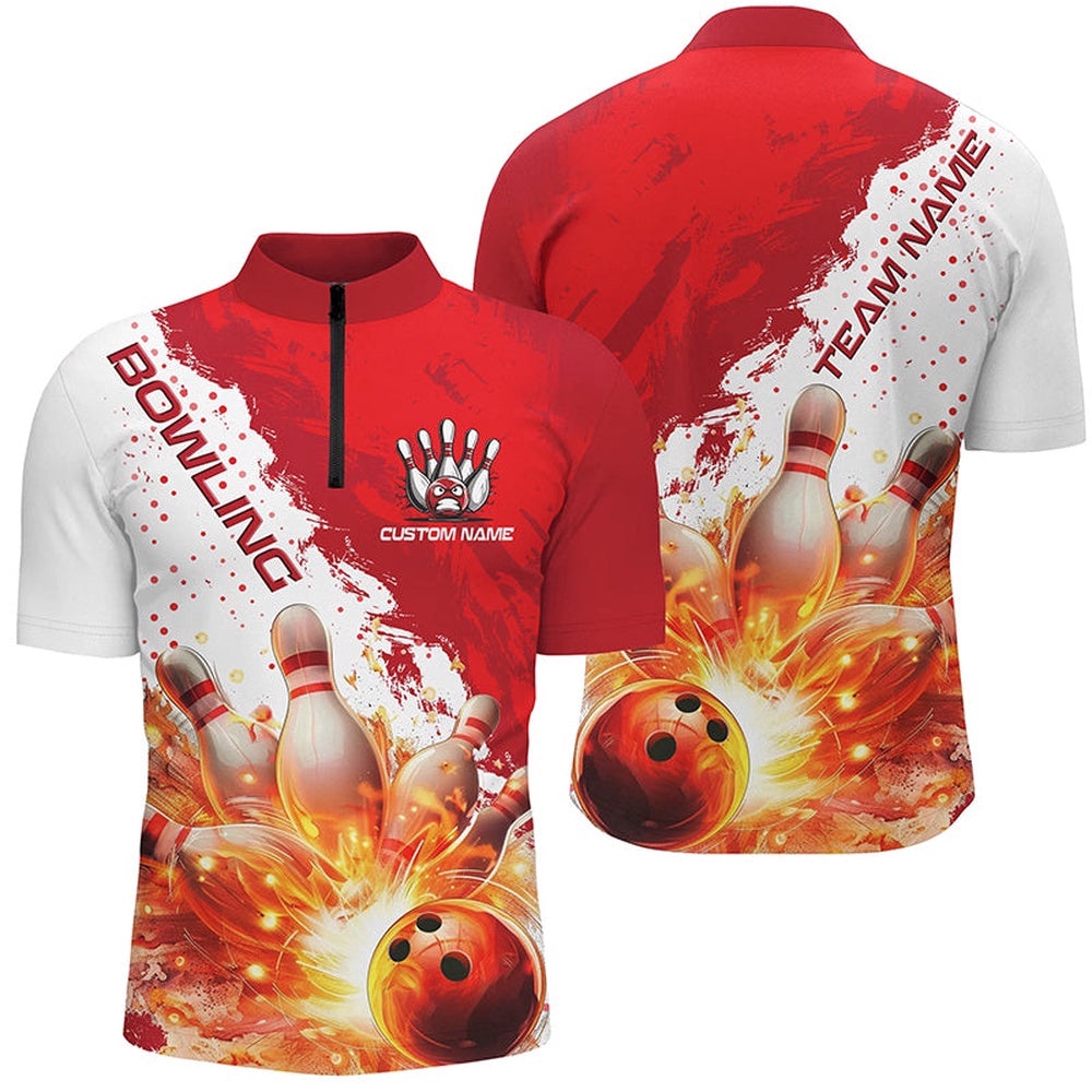 Red Flame Strike Bowling Team Shirts For Men And Women, Bowlers Outfit Bowling Team Jersey, Custom Bowling Team Jersey Shirt