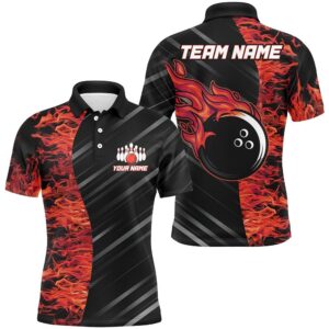Red Flames Bowling Polo Shirt Men Women&hellip;