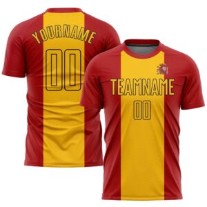 Red Gold Black Sublimation Spanish Flag Soccer&hellip;