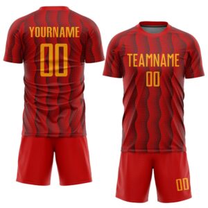 Red Gold Sublimation Soccer Uniform Jersey, Custom&hellip;