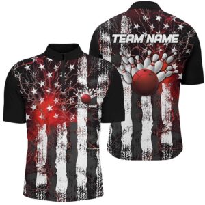 Red Lightning American Flag Unisex Bowling Team&hellip;