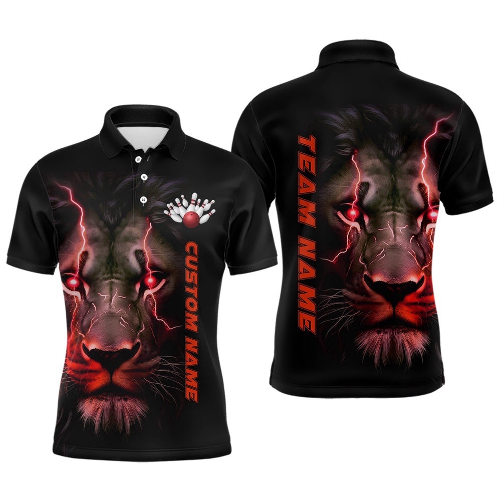 Red Lion Custom Men Bowling Polo Shirts Bowling League Shirts Bowling Team Polo Shirt Outfits, Personalized Bowling Team Shirt