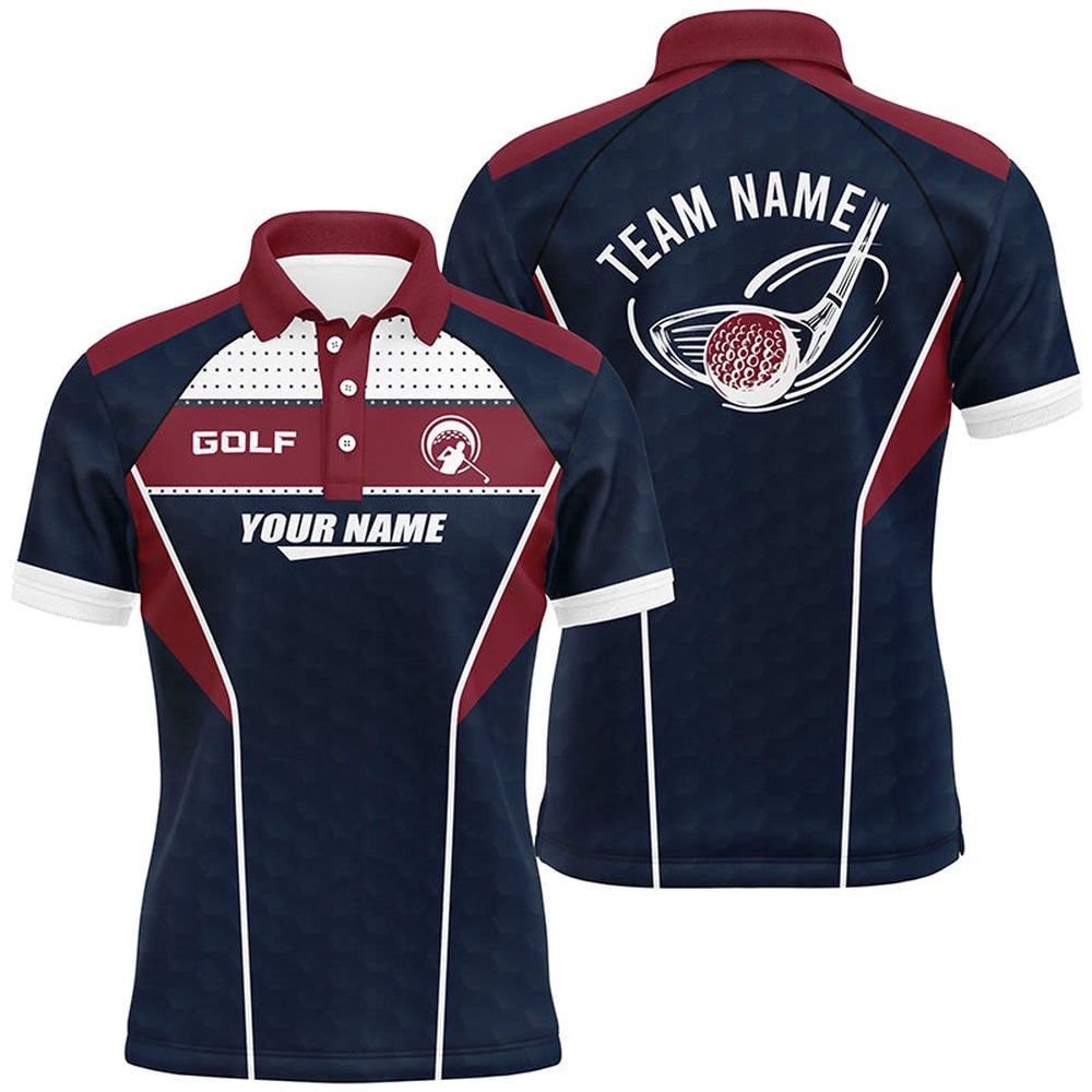 Red Navy Men’s Golf Polo Shirt Personalized Golf Tops For Men Golf Team Jersey For Golf Lovers, Golf Polo Shirt, Golf Shirts