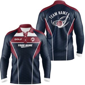 Red Navy Men’s Golf Polo Shirt Personalized&hellip;