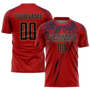 Red Navy Old Gold Sublimation Soccer Uniform&hellip;