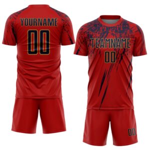 Red Navy Old Gold Sublimation Soccer Uniform&hellip;