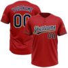 Red Navy Pinstripe Gold Two Button Unisex Softball Jersey, Custom Team Softball Jersey