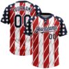 Red Navy White 3D Pattern Abstract Brush Stroke Two Button Unisex Softball Jersey, Custom Team Softball Jersey