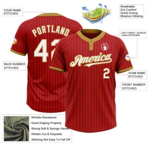 Red Old Gold Pinstripe White Two Button Unisex Softball Jersey Custom Team Softball Jersey 3 qvqix9.jpg