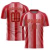 Red Red White Sublimation Danish Flag Soccer Uniform Jersey, Custom Team Soccer Jersey Shirt