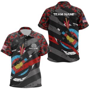 Red Retro Camo Target Archery Polo Shirts,&hellip;