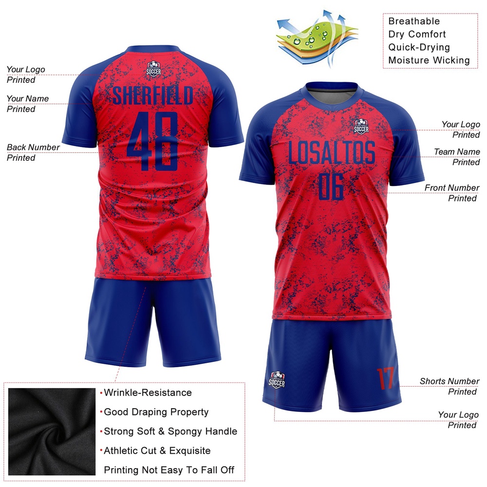 Red Royal Sublimation Soccer Uniform Jersey, Custom Team Soccer Jersey Shirt