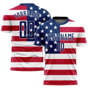 Red Royal White Sublimation American Flag Soccer&hellip;