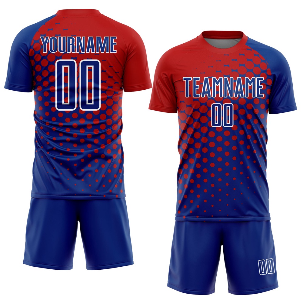 Red Royal White Sublimation Soccer Uniform Jersey, Custom Team Soccer Jersey Shirt