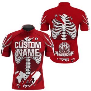 Red Skeleton Men Cycling Jersey Skull Bike&hellip;