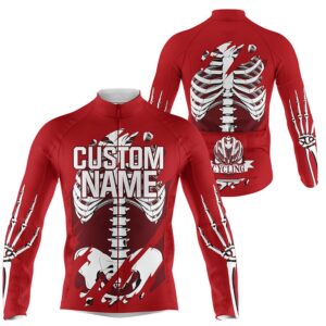Red Skeleton Men Cycling Jersey Skull Bike&hellip;