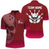 Red Skull Bowling Jersey For Men, Bowling Pattern Bowling Team Jersey, Custom Bowling Team Jersey Shirt