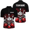 Red Skull Bowling Shirts Men & Women Bowling Team Jersey Unisex, Custom Bowling Team Jersey Shirt