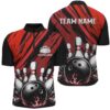 Red Thunder Lightning Bowling Shirts For Men, Bowling Team Jersey, Custom Bowling Team Jersey Shirt
