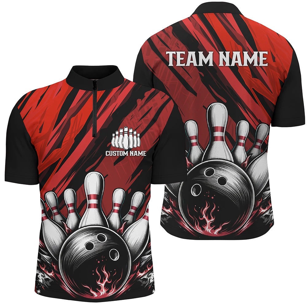 Red Strike Bowling Team Jersey For Men And Women, Unisex Pin Bowling Tournament Shirts, Custom Bowling Team Jersey Shirt