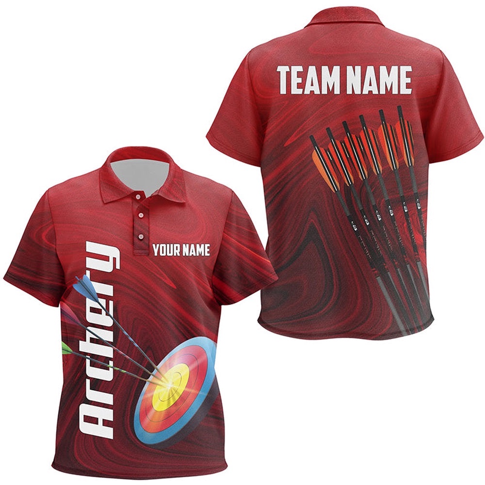 Red Target Archery Polo Shirts, Arrows Archery Shirts Custom Archery Gifts, Custom Archery Team Polo Shirt