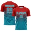 Red Thunder Blue White Line Sublimation Soccer Uniform Jersey, Custom Team Soccer Jersey Shirt