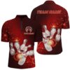 Red Thunder Lightning Bowling Team Shirts For Men And Women, Strike Bowling Jersey, Custom Bowling Team Jersey Shirt