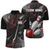 Red White And Blue Bowling Ball Flame Bowling Team Shirts, Unisex Patriotic Bowling Jersey, Custom Bowling Team Jersey Shirt