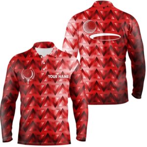 Red Triangle Pattern Men’s Golf Polo Shirts&hellip;
