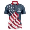 Red White And Blue Argyle Plaid Men’s Golf Polo Shirts Custom Swing Swear Drink Repeat Golf Tops, Golf Polo Shirt, Golf Shirts