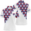 Red White And Blue American Flag Bowling Polo Shirts For Men Custom Bowling Team Polo Shirt For Bowlers, Personalized Bowling Team Shirt
