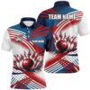 Red, White And Blue Thunder Lightning Bowling Polo Shirts For Men, Patriotic Bowling Team Polo Shirt, Personalized Bowling Team Shirt