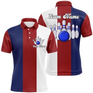 Red White And Blue Retro Bowling Polo&hellip;