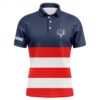 Red, White And Blue Stripe Men’s Golf Polo Shirts Custom Golf Ball Men’s Golf Tops, Team Golf Shirts, Golf Polo Shirt, Golf Shirts