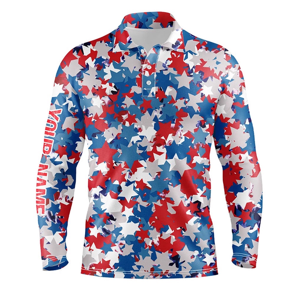 Red, White And Blue Th Of July Star Men’s Golf Polo Shirts Custom Patriotic Team Golf Shirts For Men, Golf Polo Shirt, Golf Shirts