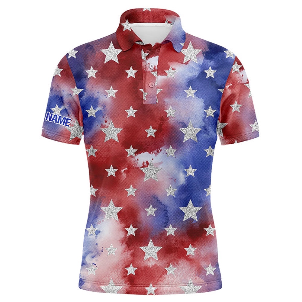 Red, White And Blue Tie Dye Men’s Golf Polo Shirts Custom Team Golf Shirts For Men, Golf Polo Shirt, Golf Shirts