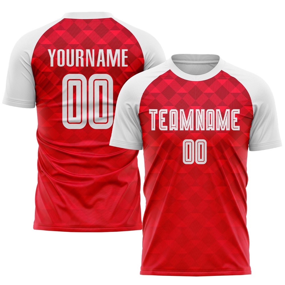 Red White Away Sublimation Soccer Uniform Jersey, Custom Team Soccer Jersey Shirt